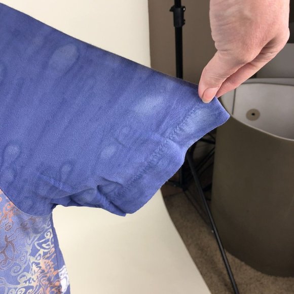 Wild Thing Wild Woman Lavender Patchwork Batik Short Sleeve Tunic Boxy Tee S/M - Picture 7 of 11